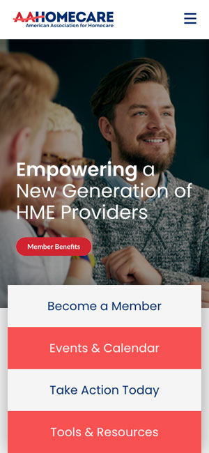American Association for Homecare Website Mobile Preview