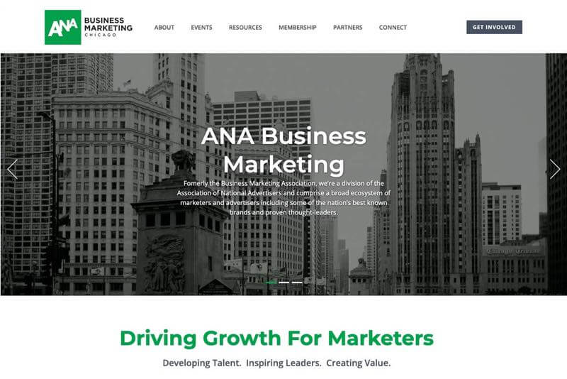 ANA Business Marketing Website Desktop Preview